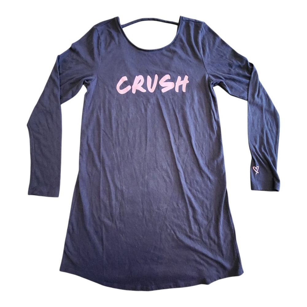 Victoria's Secret Long Sleeve‎ Sleep Shirt Graphic Logo Scoop Back Size XS